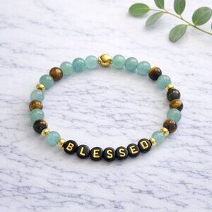 BLESSED Clear Quartz and Amethyst Crystal Bracelet 6mm Beads Jewelry Gift Ready